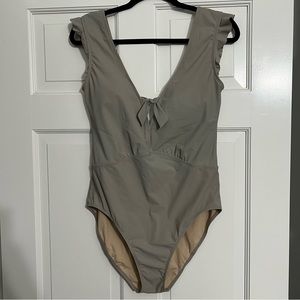 *NWT* Marina West taupe frills bathing suit